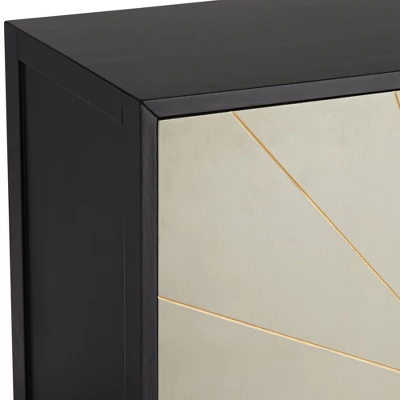 55 Downing Street Hermes 35 1/4" Wide Gray And Gold Wooden 2-Door Cabinet - Image 2