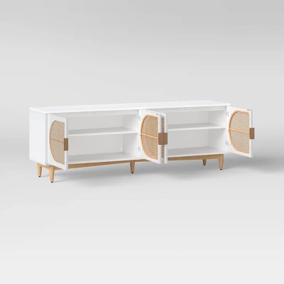 Organic Caned TV Stand For TVs Up To 65" White - Threshold™ - Image 2