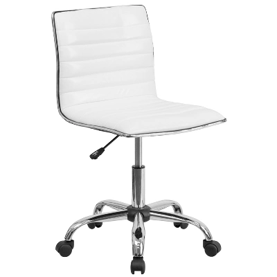 Flash Furniture 48" Wide Black Electric Height Adjustable Standing Desk With Designer Armless White Ribbed Swivel Task Office Chair - Image 2