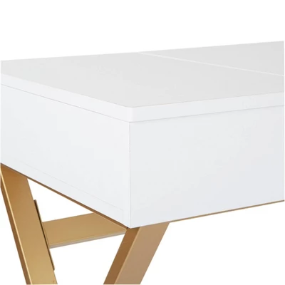 Juliette Vanity Desk Gold Legs With Top White - OSP Home Furnishings - Image 6