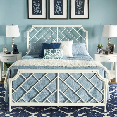 Queen Brinley Geometric Mosaic Metal Bed White - Inspire Q - Image 4