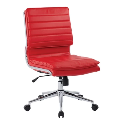 Armless Mid Back Manager's Faux Leather Chair With Chrome Base - OSP Designs - Image 10