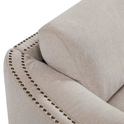 Stylish Sofa With Semilunar Arm, Rivet Detailing, And Solid Frame-ModernLuxe - Image 7
