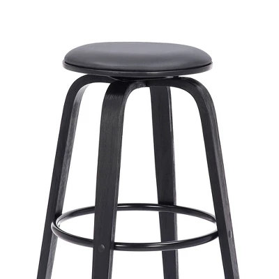 26" Harbor Backless Swivel Faux Leather Wood Counter Height Barstool Gray/Black - Armen Living - Image 2