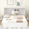 Queen Size Mobile Murphy Bed With Drawer And Little Shelves On Each Side, White - ModernLuxe