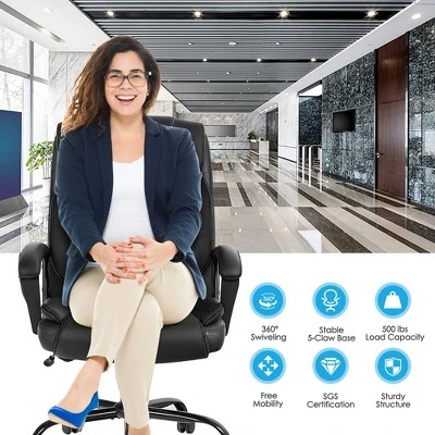 Costway Big & Tall 500lb Massage Office Chair E Xecutive PU Leather Computer Desk Chair - Image 7