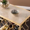 Venwynn Wine Storage Side Table Gold/Gray - Aiden Lane