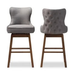 Gradisca Modern And Contemporary Wood Finishing Upholstered Barstools Set Of 2 - Baxton Studio