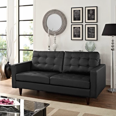 Empress Bonded Leather Loveseat Black - Modway - Image 3