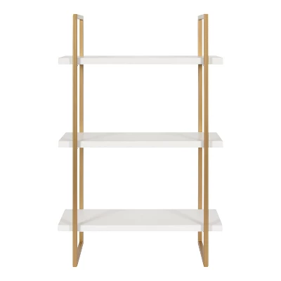 20" X 30" Leigh Wood And Metal Wall Shelf White/Gold - Kate & Laurel All Things Decor