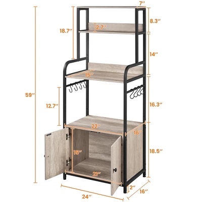 Yaheetech 59" Kitchen Storage Rack With Cabinet And Shelves - Image 3
