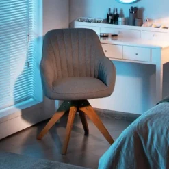 Costway Modern 360 Degree Swivel Accent Chair W/ Linen Fabric & High-density Sponge Yellow/Brown/White/Grey/Red