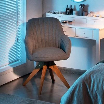 Costway Modern 360 Degree Swivel Accent Chair W/ Linen Fabric & High-density Sponge Yellow/Brown/White/Grey/Red