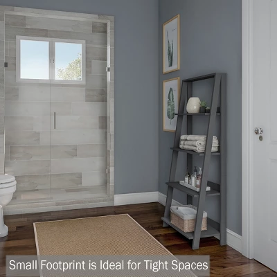 Lavish Home 4-Tier Ladder Bookshelf Freestanding Wooden Bookcase, Gray - Image 5