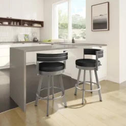 26" Browser Swivel Counter Height Barstool With Upholstered Seat - Amisco