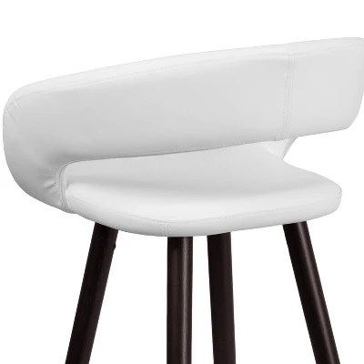 Emma And Oliver 2 Pk. 29'' High Contemporary Vinyl Barstool With Cappuccino Wood Frame - Image 6
