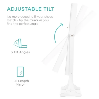 Best Choice Products 6-Tier Standing Mirror Lockable Storage Organizer Cabinet Armoire W/ Velvet Interior - Image 3