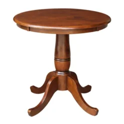 30" Round Top Pedestal Table With 2 X Back Chairs Dining Sets Espresso - International Concepts