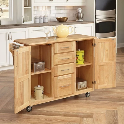Breakfast Bar Kitchen Cart With Wood Top Natural - Home Styles