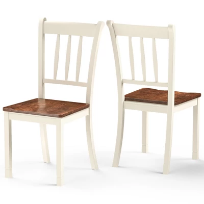 Costway Set Of 2 Wood Dining Chair High Back Kitchen Whitesburg Side Chair BlackWhite - Image 10