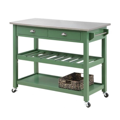 Carolina Kitchen Island With Stainless Steel Top Green - Boraam