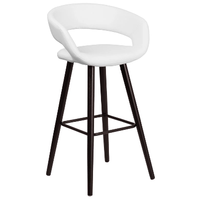 Emma And Oliver 2 Pk. 29'' High Contemporary Vinyl Barstool With Cappuccino Wood Frame - Image 10