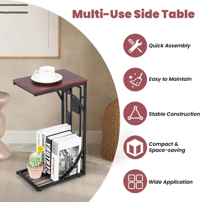 Costway 1PC2 PCS C-Shaped Side Sofa Narrow Snack Table For Living Room Bedroom Small Space - Image 5