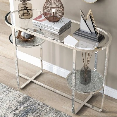 Calloun Glam 2 Shelf Sofa Table Chrome - HOMES: Inside + Out - Image 3
