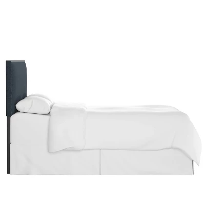 Queen Bella Nail Button Border Headboard Navy Linen/Pewter - Skyline Furniture - Image 2