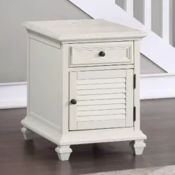 Charlestown Storage End Table With USB White - Steve Silver Co.