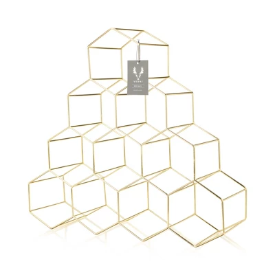 Viski Geo Gold Bottle Wine Rack, Honeycomb Design - Image 3