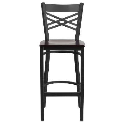 Emma And Oliver 2 Pack "X" Back Metal Restaurant Barstool - Image 4