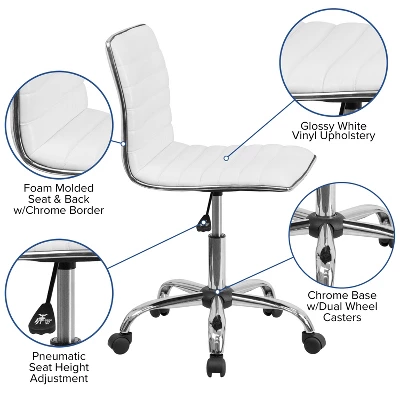 Flash Furniture 48" Wide Black Electric Height Adjustable Standing Desk With Designer Armless White Ribbed Swivel Task Office Chair - Image 5