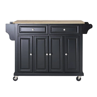 Full Size Wood Top Kitchen Cart Black - Crosley - Image 3