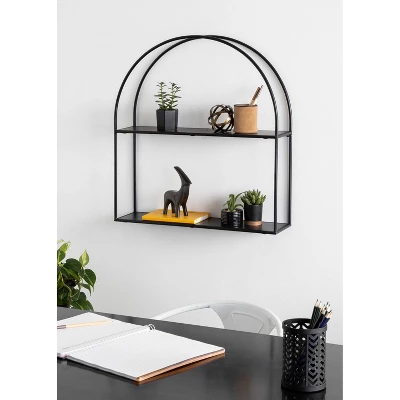 24" X 26" Monroe Metal Arch Shelf Black - Kate & Laurel All Things Decor - Image 4