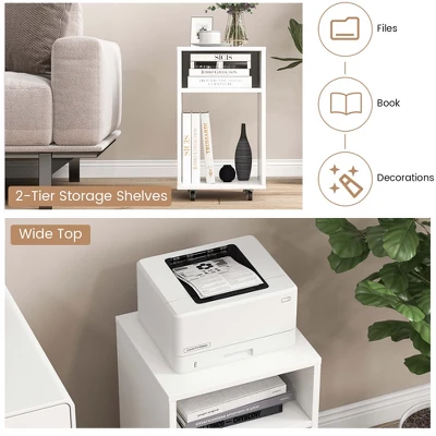 Costway Mobile File Cabinet Wooden Printer Stand Vertical Storage Organizer Home Office - Image 7