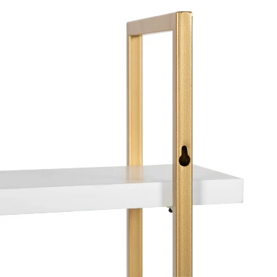 20" X 30" Leigh Wood And Metal Wall Shelf White/Gold - Kate & Laurel All Things Decor - Image 2