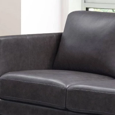 Woodstock Mid-Century Top Grain Leather Loveseat - Abbyson Living - Image 3