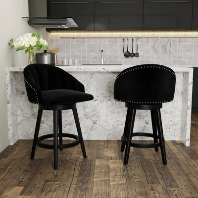 Dulcie Wood And Upholstered Swivel Counter Height Barstool Black - Hillsdale Furniture - Image 11