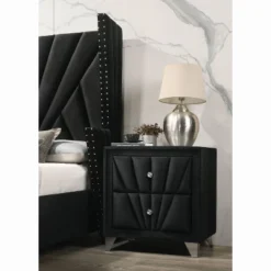 Puma 2 Drawer Upholstered Nightstand Black - HOMES: Inside + Out