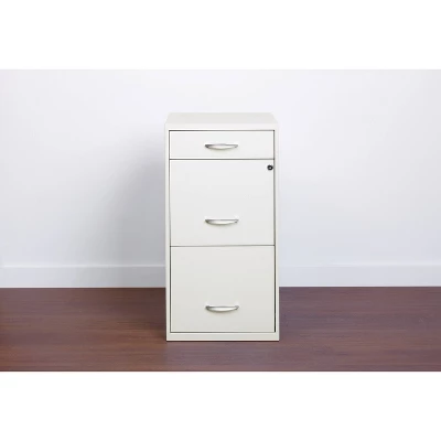 Space Solutions 3 Drawer Letter Width Vertical File Cabinet With Pencil Drawer Pearl White - Image 7