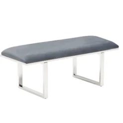 Remi Upholstered Bench French Dark Gray Velvet - Adore Decor