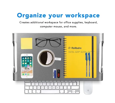 Mount-It! Aluminum Monitor Stand For IMac - Metal Monitor Stand Desktop Organizer W/ Keyboard Storage - Universal Monitor Riser For PC & Laptop - Image 6