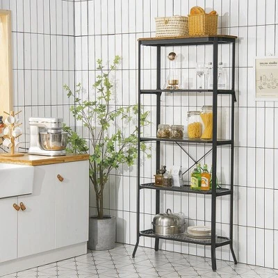 Costway 5 Tier Bookshelf Standing Storage Shelf Unit For Kitchen Living Room Office - Image 4