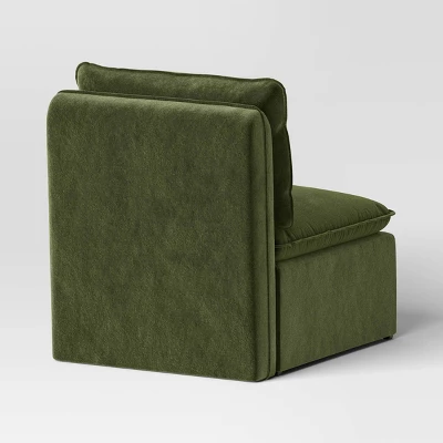 Haven Velvet Modular French Seam Sofa Chair Dark Green - Threshold™ - Image 3