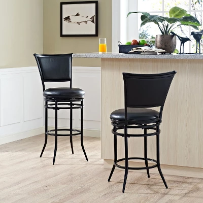 Rachel Swivel Barstool Black With Cushion - Crosley - Image 7