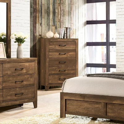 3pc Queen Quail Transitional Bedroom Set Rustic Light Walnut - HOMES: Inside + Out - Image 6