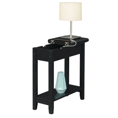 American Heritage Flip Top End Table With Charging Station And Shelf - Breighton Home - Image 2