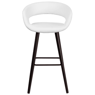 Emma And Oliver 2 Pk. 29'' High Contemporary Vinyl Barstool With Cappuccino Wood Frame - Image 9