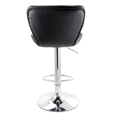 Elama 2 Piece Adjustable Faux Leather Bar Stool In Black With Chrome Base - Image 7